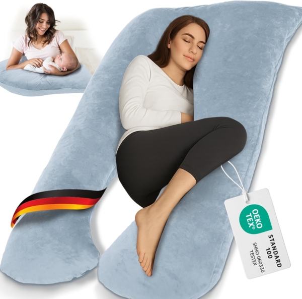 ELONEO Stillkissen Schwangerschaftskissen XXL, Seitenschläferkissen, Pregnancy pillow, 150x80x20cm, optimaler Halt für den ganzen Körper, waschbar