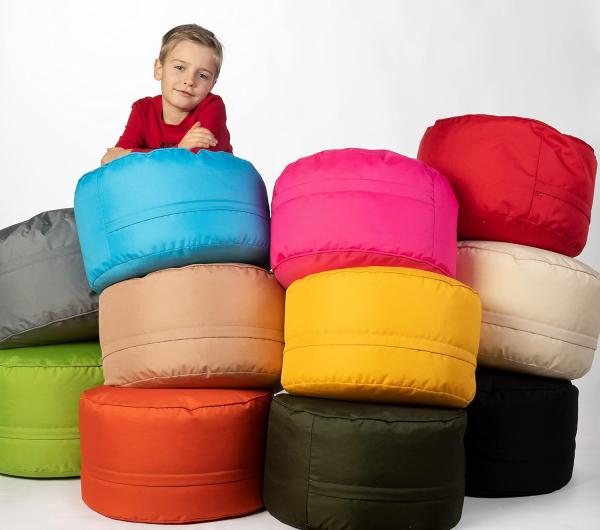 sunnypillow Sitzsack - Hocker rund 25 x 45 cm | Indoor & Outdoor | Runder Sitzpouf mit abnehmbarem Bezug | Sitzbank, Sitzhocker, Bodenkissen Bean Bag Puff | Dunkelgrün