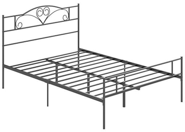 HOMCOM Bettgestell für Matratze 200 x 140 cm (Doppelbettrahmen, 1-tlg, Bettrahmen aus Metall), für Schlafzimmer, Schwarz