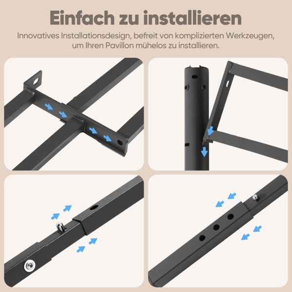 Sekey Pavillon 3x3 Wasserdicht Stabil Winterfest mit 4 Moskitonetz, Hinterhof-Gazebo für Garten Hof Terrasse, Partyzelt Gartenzelt fürFestival, Events, Partys, Picknick, Khaki Bild 6