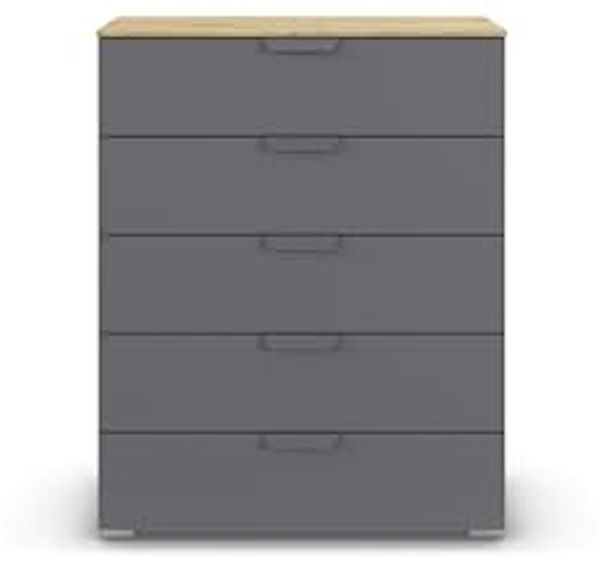 rauch Aditio Box, Kommode, 5 Schubladen, mit Softclose-Funktion, Farbe Grau metallic/Eiche Artisan, BxHxT 80x100x43cm Bild 7