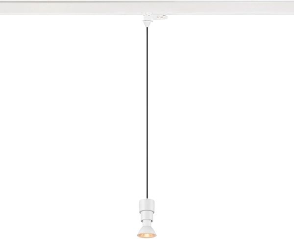 SLV PURI 2.0 Basic, 3~ Pendelleuchte, GU10, Pendellänge 200cm, 1x max. 6W, weiß - Leuchten mit 3 Phasen Adapter 230V