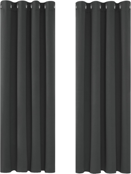 Deconovo Vorhang Blickdicht mit Kälteschutz Gardinen Kinderzimmer Verdunkelungsvorhang Kälteschutz, 183x117 cm(HöhexBreite), Dunkelgrau, 2er Set