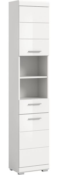 furnling Hochschrank Scott 2 Türen, 2 offene Fächer, Badezimmermöbel, Badschrank, Bad Hochschrank