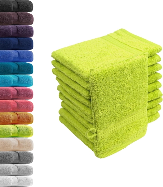 Hometex Premium Textiles Waschhandschuh in Premium Qualität 500 g/m², Feinster Frottier-Stoff 100% Baumwolle, (10er Set), Kuschelig weich, saugfähig, Extra schwere, flauschige Hotel-Qualität