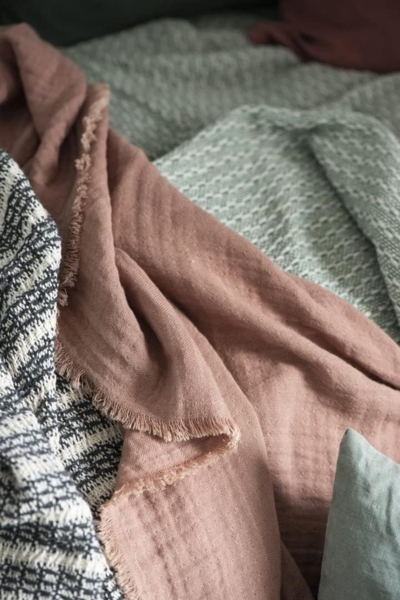 Ib Laursen - Decke Plaid Kuscheldecke Wohndecke 130x160cm Grün Creme 6510-22 Bild 3