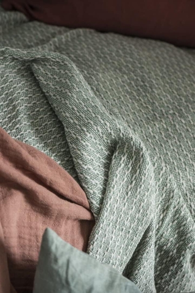 Ib Laursen - Decke Plaid Kuscheldecke Wohndecke 130x160cm Grün Creme 6510-22 Bild 2