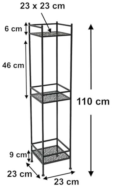 DanDiBo Standregal Schwarz Metall Schmal Stehend 3 Ebenen 110 cm Regal Küche Küchenregal 96485 Metallregal Eisen Modern Bild 3