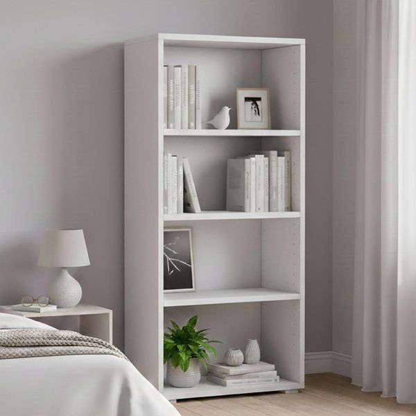 Dmora - Bücherregal Giacinto, Bibliothek mit 3 verstellbaren Regalen, Bücherregal, Wandschrank mit Regalen, 100 % Made in Italy, 60 x 30 x 130 cm, Weiß