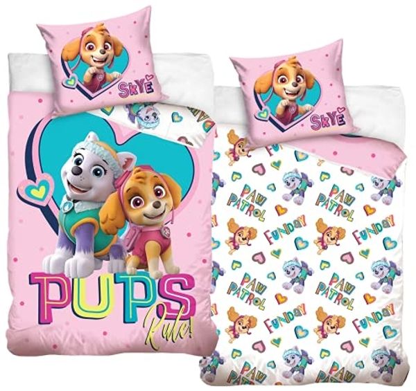 MTOnlinehandel Kinderbettwäsche Paw Patrol 135x200 + 80x80 cm 2 tlg, 100% Baumwolle in Renforcé, Renforcé, 2 teilig, passend zur Paw Patrol Kuscheldecke