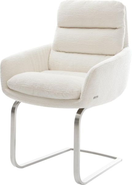 Freischwinger Abelia-Flex mit Armlehnen Bouclé Soft Beige Freischwinger flach Edelstahl