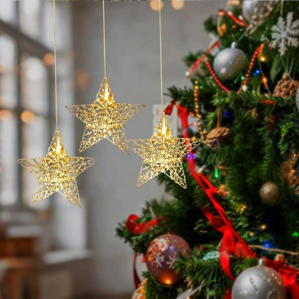 Salcar LED-Lichterkette LED Stern Warmweiß Ø15cm Fensterdeko Sterne LED Weihnachtsdeko, 3 Sterne mit Timer Steckerbetrieb für Weihnachten & Partys Bild 7