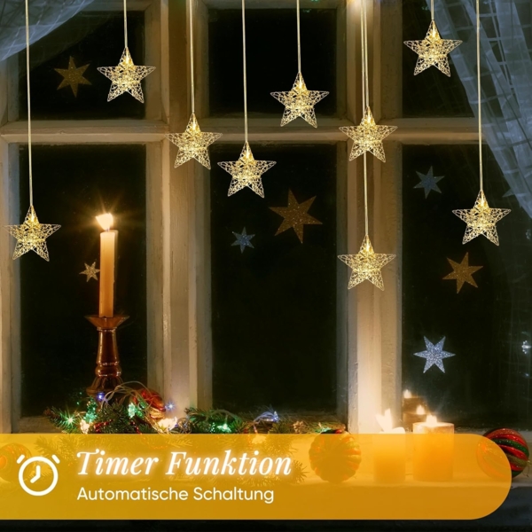 Salcar LED-Lichterkette LED Stern Warmweiß Ø15cm Fensterdeko Sterne LED Weihnachtsdeko, 3 Sterne mit Timer Steckerbetrieb für Weihnachten & Partys Bild 3