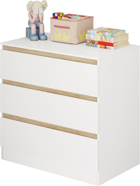 WOLTU Kommode mit 3 Schubladen, Schubladenkommode, Sideboard, Kommodenschrank für Schlafzimmer Wohnzimmer Flur Badezimmer, Kommode modern, 80 x 78 x 48 cm