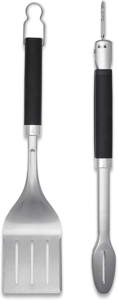 Weber 'Premium' Grillbesteck-Set groß, 2-teilig, Edelstahl, bestehend aus Grillzange & Wender (je 46 cm), spülmaschinenfest, Silber (6763)