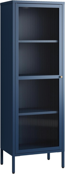 Vitrinenschrank Säkylä Stahl 150x50x35 cm Navyblau [en. casa] Bild 5