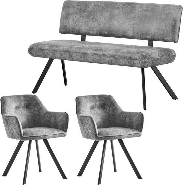B&D home Sitzgruppe JANA, (3-tlg), gepolstert, mit Rückenlehne und 2 Stühle