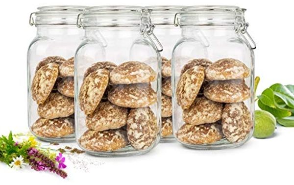 Sendez Einmachglas 6 Einmachgläser 2 L mit Bügelverschluss 10 Etiketten Stift 6x Dichtung, Glas, (6-tlg)