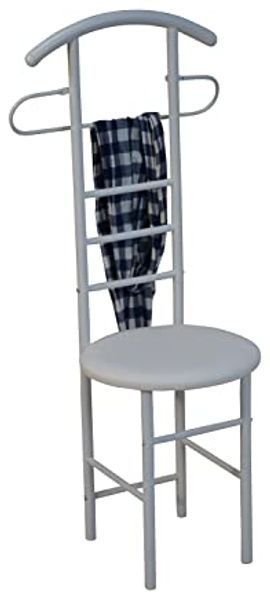 Herrendiener, Stummer Diener "Gustav" mit Sitzfläche, alu / Holzdekor braun