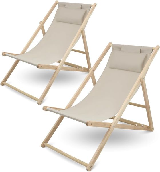 holz4home® Gartenstuhl 2er Set Liegestuhl klappbar I Sonnenliege Strandstuhl aus Holz