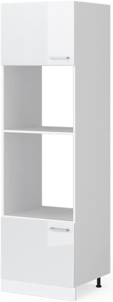 Hochschrank R-Line Weiß Hochglanz 60 cm mit offenen Regalen, und Türen Vicco