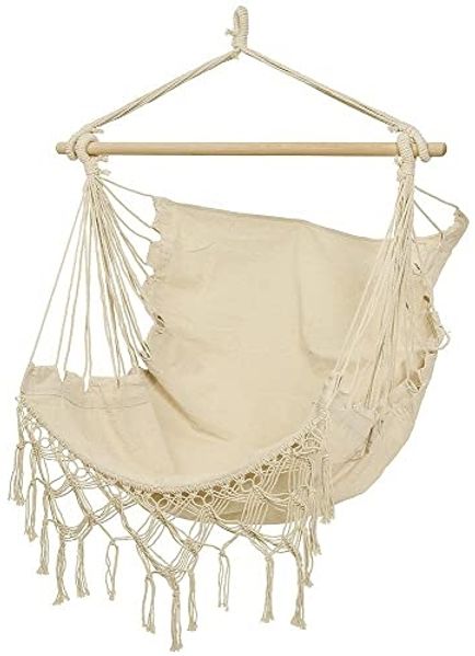 Hängesessel Ibiza Fransen Hängestuhl Beige Natur Boho Style Hippie Outdoor Camping
