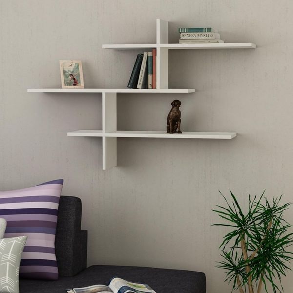 Dmora Regal Ixion 123 x 22 x 80,5 cm Weiß 4 Böden