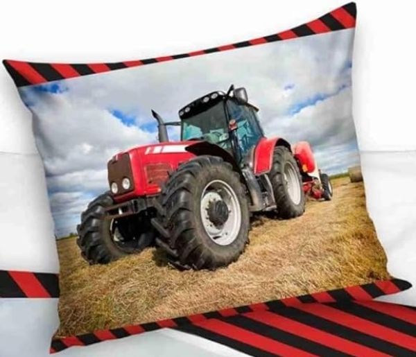 Carbotex Bettwäsche Roter Traktor - Wende-Bettwäsche-Set, 135x200 & 80x80 Trecker, Baumwolle, 100% Baumwolle Bild 2