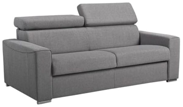 Vente-unique - Schlafsofa 3-Sitzer - Liegefläche: 140 cm - Matratzenhöhe: 18 cm - Stoff - Grau - VIZIR