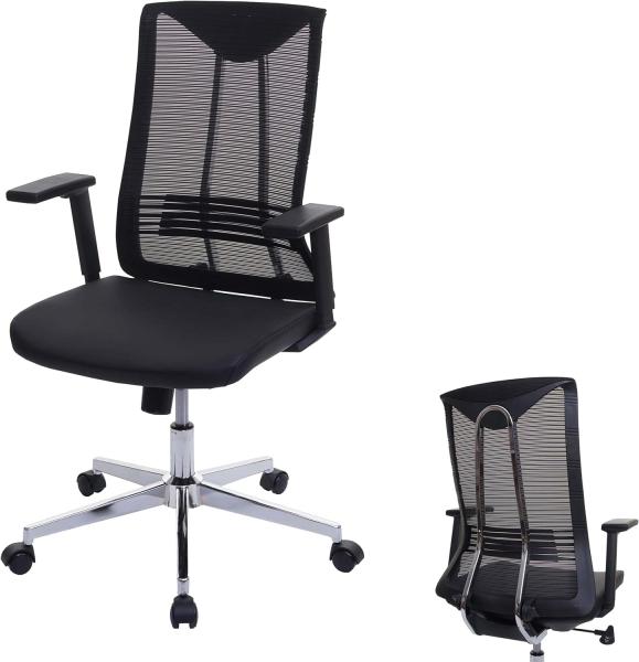 Bürostuhl HWC-J53, Drehstuhl Schreibtischstuhl, ergonomisch Kunstleder ~ schwarz