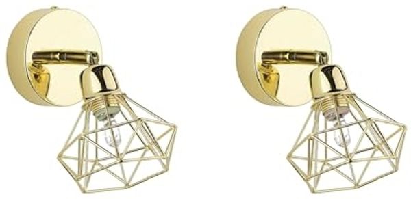 Erma' Wandleuchte Gold Metall 2er Set verstellbar Diamant Form Industrie Look Moderne Wandlampe