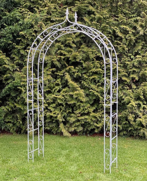 DanDiBo Rosenbogen Metall Verzinkt Breite 140 cm mit Spitze Rundbogen Feuerverzinkt Wetterfest Massiv Volleisen Rankhilfe