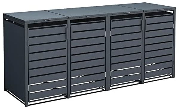 Westmann Metall Mülltonnenbox 4er Kubus | 4x240 L | Anthrazit | 68 x 80 x 116 cm