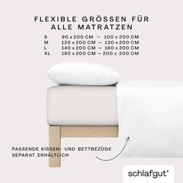 Schlafgut Spannbettlaken CASUAL u.a. in Gr. 90x200, 140x200 oder 180x200 cm, 100% Bio-Baumwolle, Jersey, Gummizug: rundum, (1 Stück), Bettlaken für Matratzen bis 25 cm Höhe, zuverlässig, langlebig, weich Bild 4
