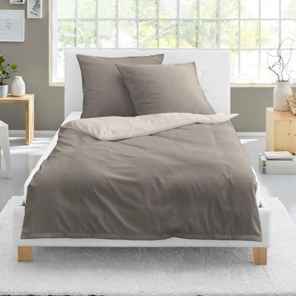 Bierbaum Wende Bettwäsche 3297-80 mokka natur Baumwolle 135x200