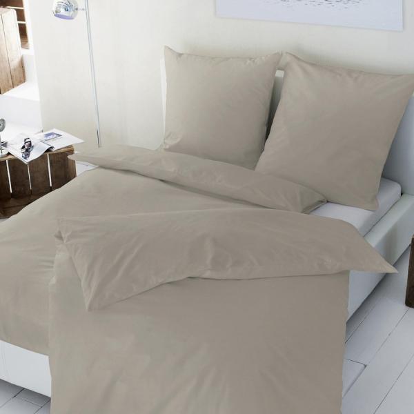 Hahn Haustextilien Luxus-Satin Bettwäsche uni Farbe taupe Größe 155x220 cm