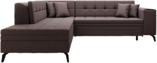 Designer Sofa Lania mit Schlaffunktion Stoff Dunkelbraun Links