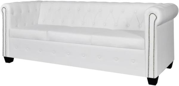 vidaXL Chesterfield-Sofa 3-Sitzer Kunstleder Weiß 242372