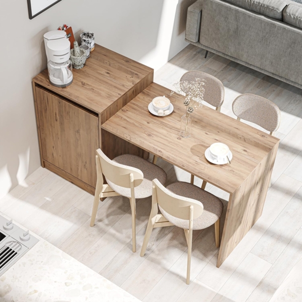 Roomart Küchentisch MILANO (Kücheninsel mit Esstisch, Küchentisch & Küchenschrank), • Weiß • Weiß-Eiche • Eiche • Anthrazit-Eiche