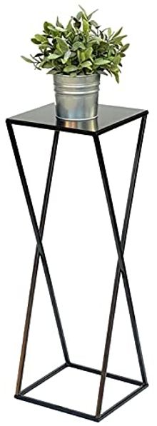 DanDiBo Blumenhocker Metall Schwarz Eckig 68 cm Blumenständer Beistelltisch 437 Blumensäule Modern Pflanzenständer Pflanzenhocker