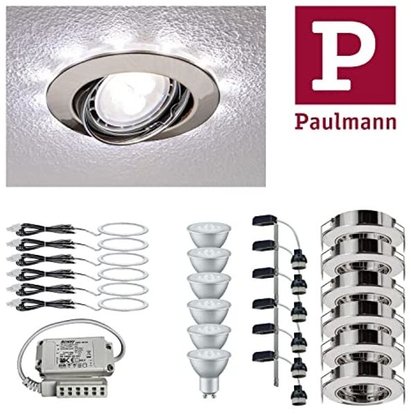 6er Set Einbauleuchtenn Eisen gebürstet kaltweiss 6x 4,5W LED GU10 + 6x1W LED Ring 6400K 18552 Bild 2