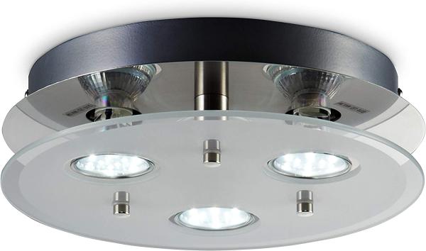 LED-Leuchtmittel B.K.Licht LED Deckenleuchte Nickel matt rund Ø25cm 3 x 3W GU10 750lm