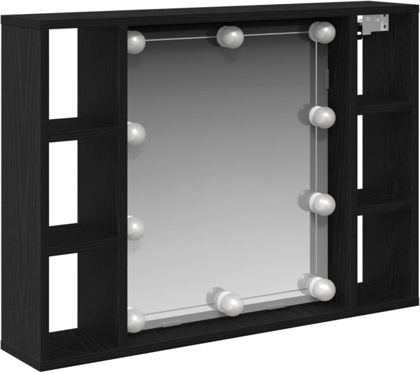 vidaXL Spiegelschrank mit Regal Schwarz Eichen-Optik 76 x 15 x 55 cm 862104