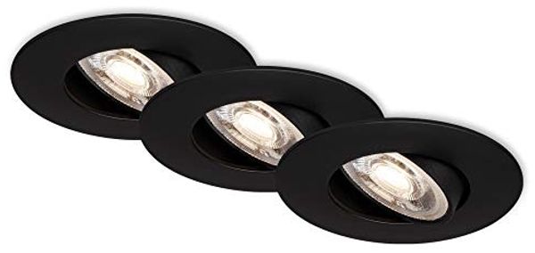 Di-Ka LED Einbauleuchte Kulana 3er Set schwarz-matt Ø 9 cm 4,9 W warmweiß