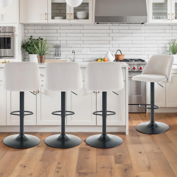 COLAMY Barhocker 4er Set mit Rückenlehne & 360° Drehfunktion, Höhenverstellbar (63,5-84,5 cm), Küchenhocker aus PU-Kunstleder, Stühle für Kücheninsel, Esszimmer oder Home-Bar, Grau Bild 8