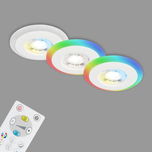 Di-Ka LED Einbauleuchte Skill Color 3er Set weiß Ø 8,4 cm 5 W dimmbar