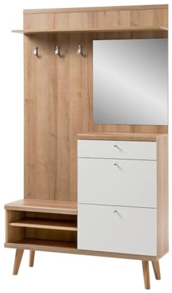 Garderobe Helge in weiß und Eiche Riviera 110 x 200 cm Bild 5