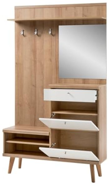 Garderobe Helge in weiß und Eiche Riviera 110 x 200 cm Bild 6