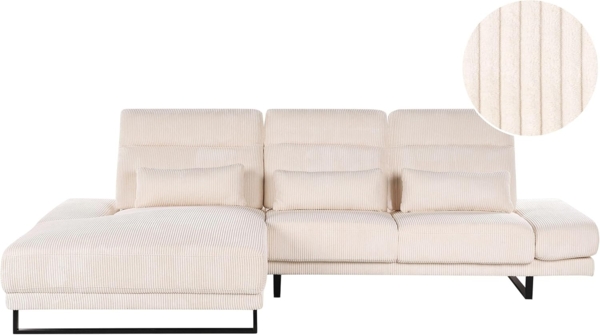 Ecksofa IKAST Cord Beige 4-Sitzer Rechtsseitig