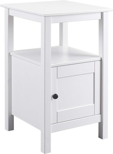 Inter Link - Beistelltisch – Kiefer Massivholz – 1 Tür & 1 Ablage – Storage Tisch – Stauraum-Möbel - Landhausstil – Nachttisch - Flurtisch Weiß lackiert - 1T